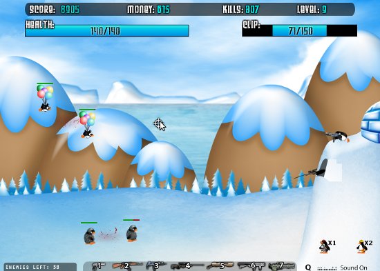 Penguin massacre flash spēle